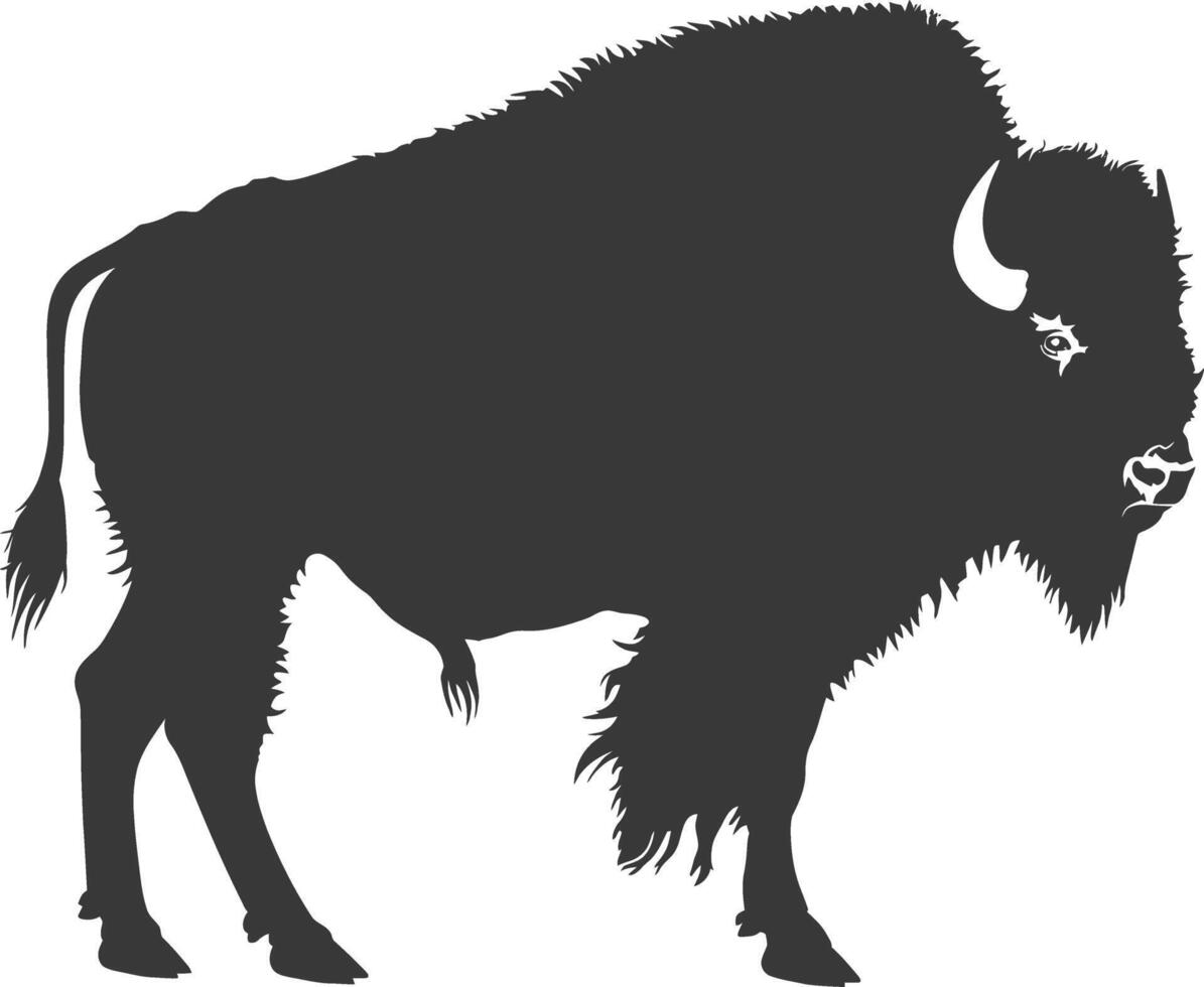 ai generiert Silhouette Bison Tier schwarz Farbe nur voll Körper vektor