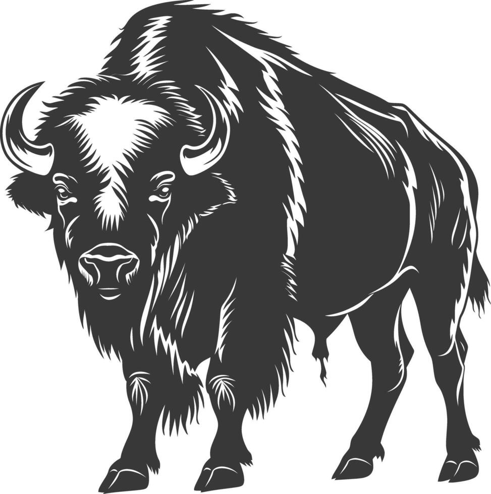 ai generiert Silhouette Bison Tier schwarz Farbe nur voll Körper vektor