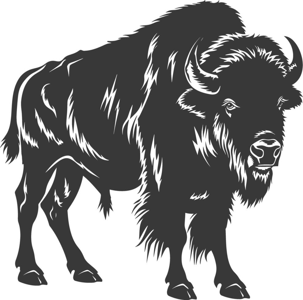 ai generiert Silhouette Bison Tier schwarz Farbe nur voll Körper vektor