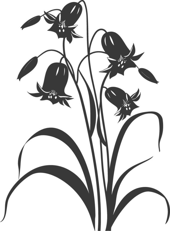 ai generiert Silhouette Glockenblume Blume schwarz Farbe nur vektor