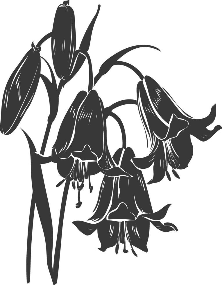 ai generiert Silhouette Glockenblume Blume schwarz Farbe nur vektor