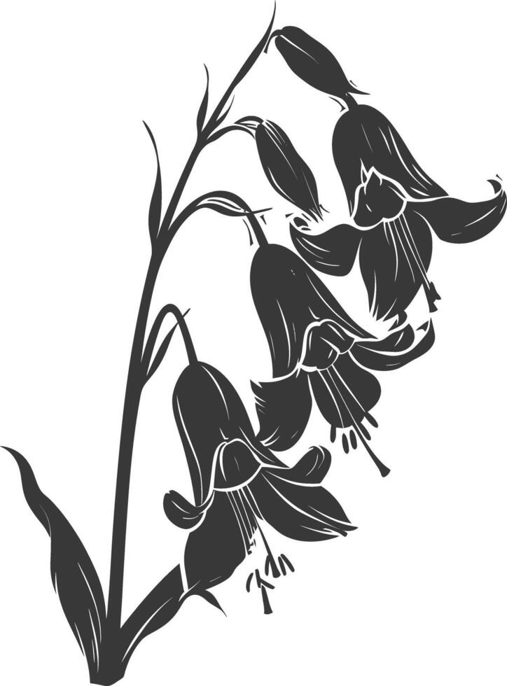 ai genererad silhuett blåklocka blomma svart Färg endast vektor