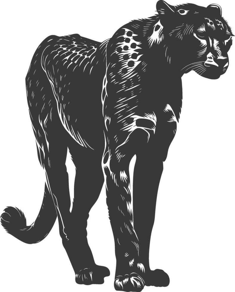 ai generiert Silhouette Gepard Tier schwarz Farbe nur voll Körper vektor