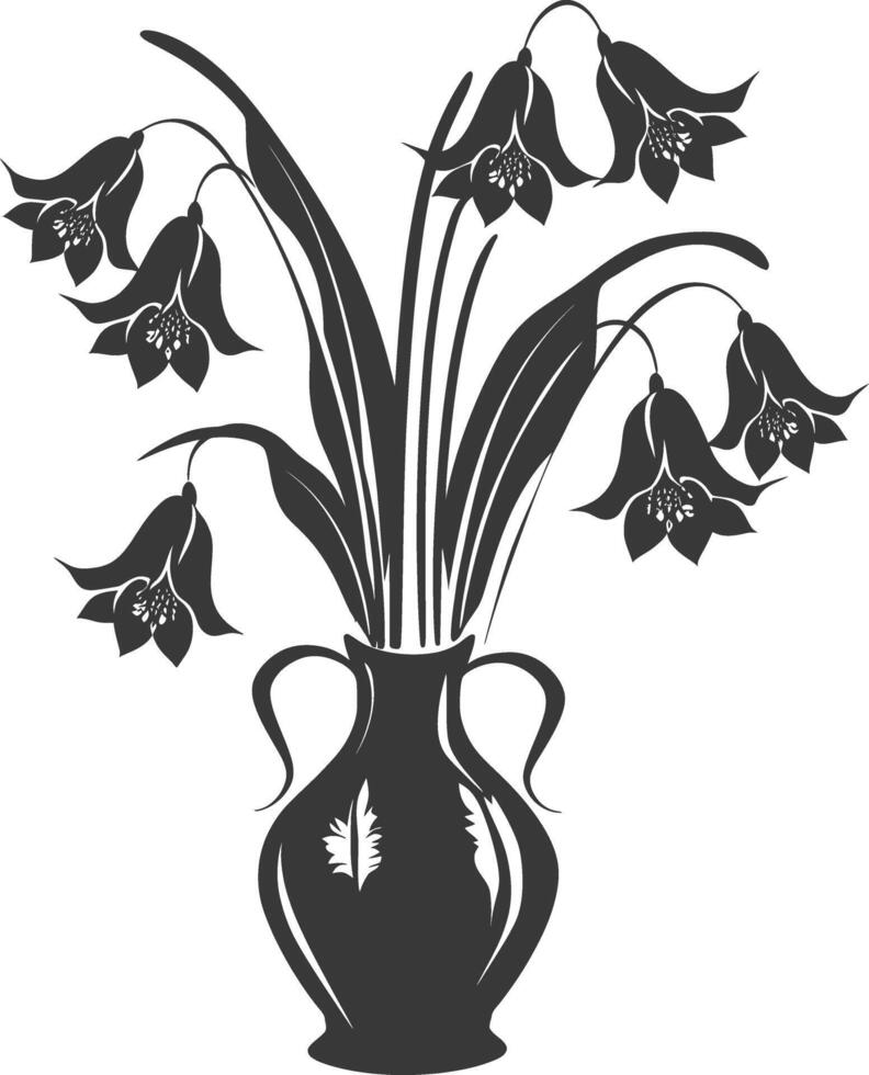 ai generiert Silhouette Glockenblume Blume im das Vase schwarz Farbe nur vektor