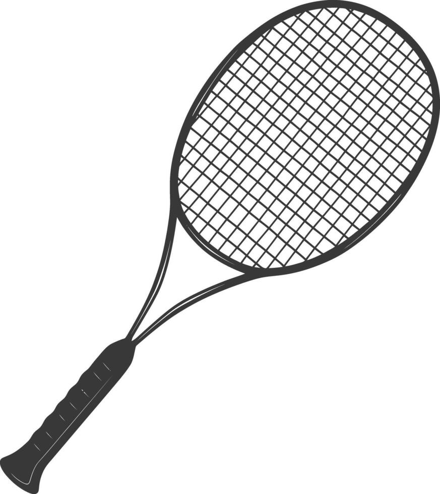 ai generiert Silhouette Tennis draussen Schläger schwarz Farbe nur vektor