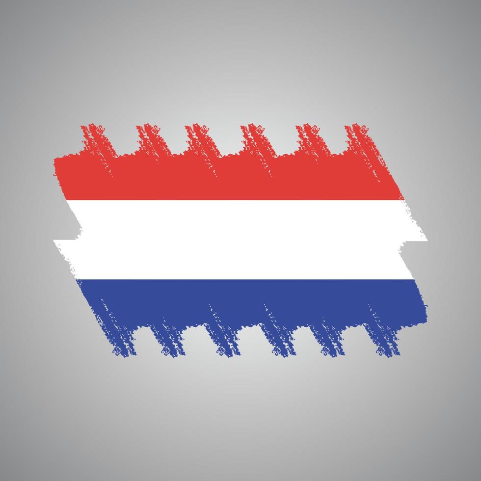 nederländska flaggan med akvarell målad pensel vektor