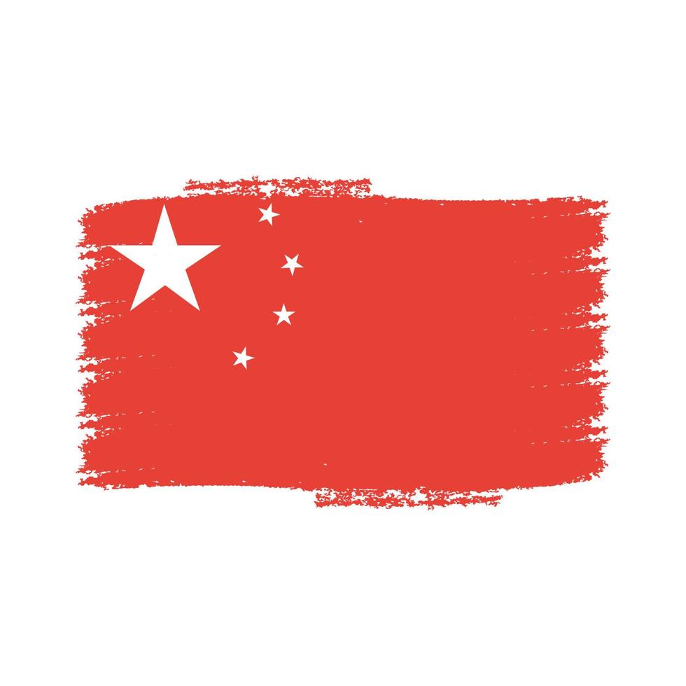 Kina flagga med akvarell målad pensel vektor
