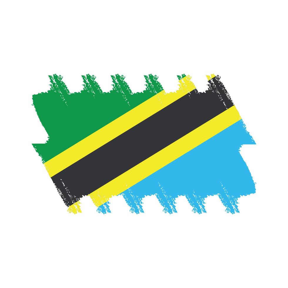 tanzania flagga med akvarell målad pensel vektor