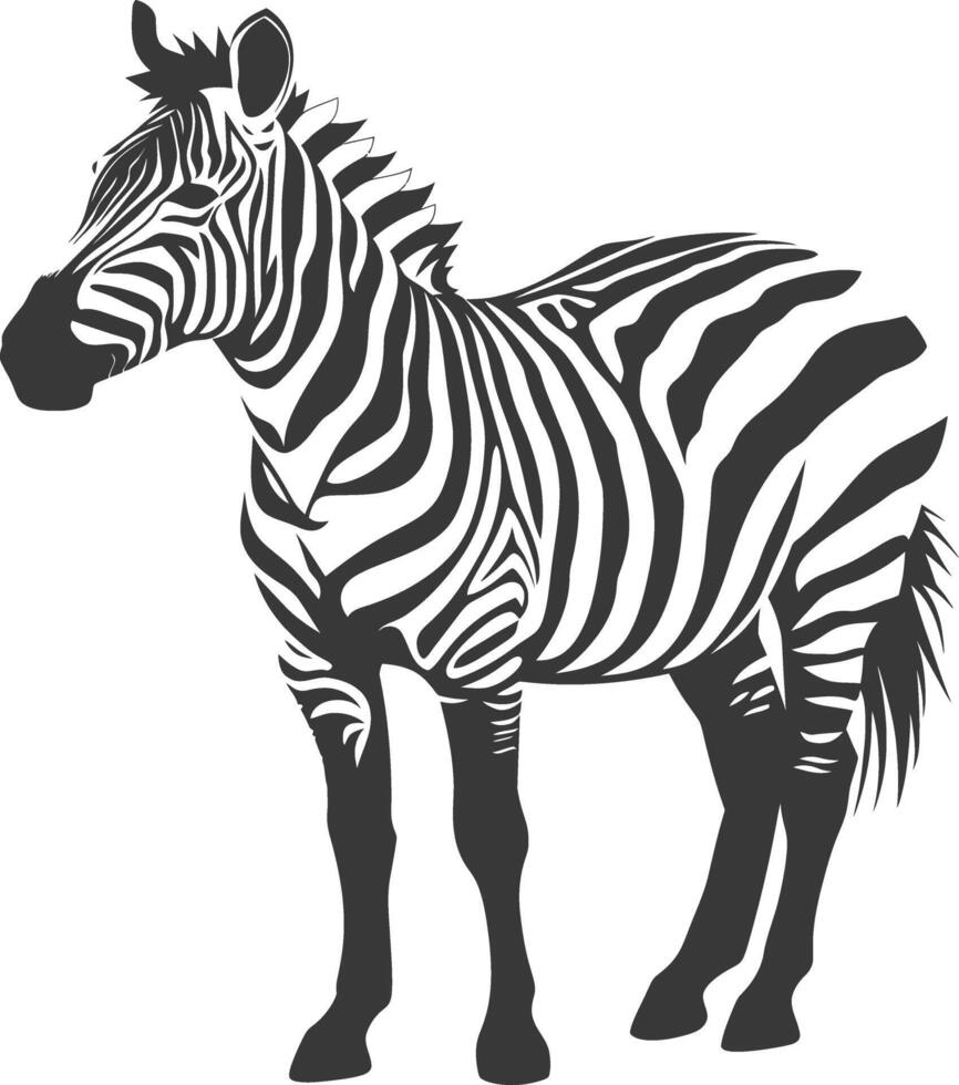 ai genererad silhuett zebra djur- svart Färg endast vektor