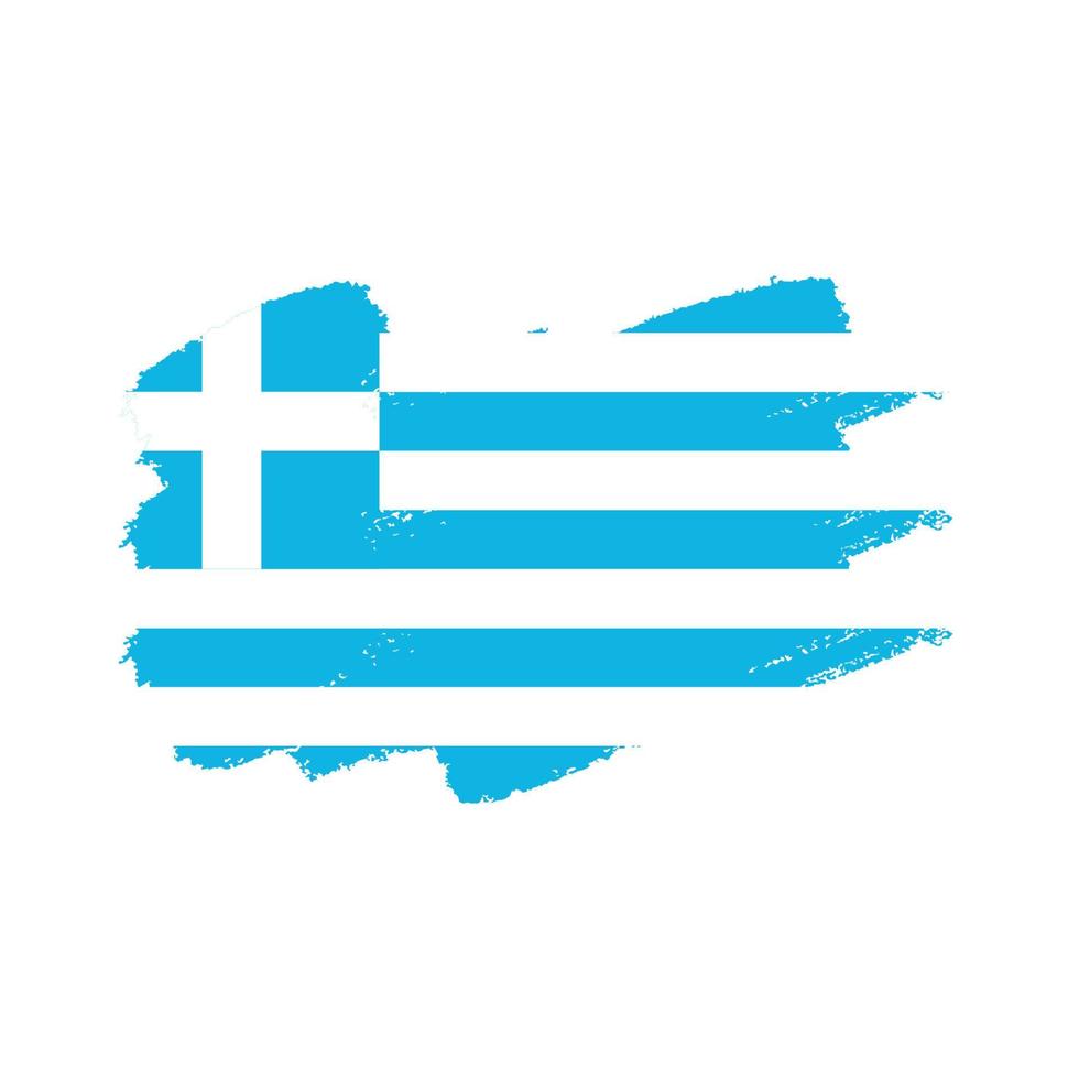 Greklands flagga med akvarell målad pensel vektor