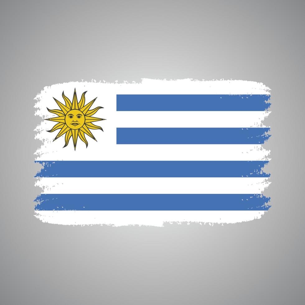 uruguay-flagge mit aquarell gemaltem pinsel vektor