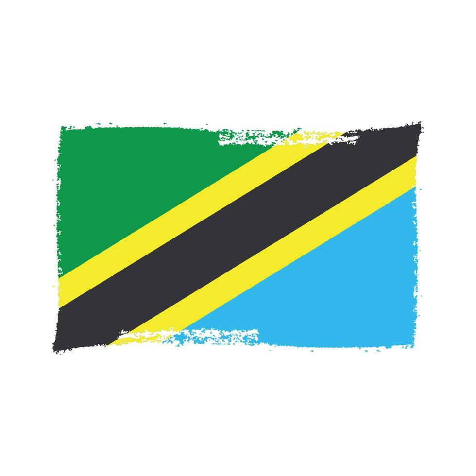 tanzania flagga med akvarell målad pensel vektor