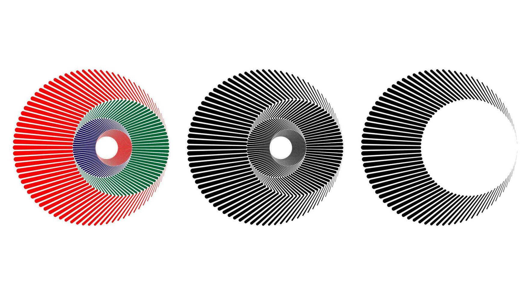 radial Geschwindigkeit Linie Perspektive Radius Schlaganfall Vektor. rotierend Kreis wie. vektor