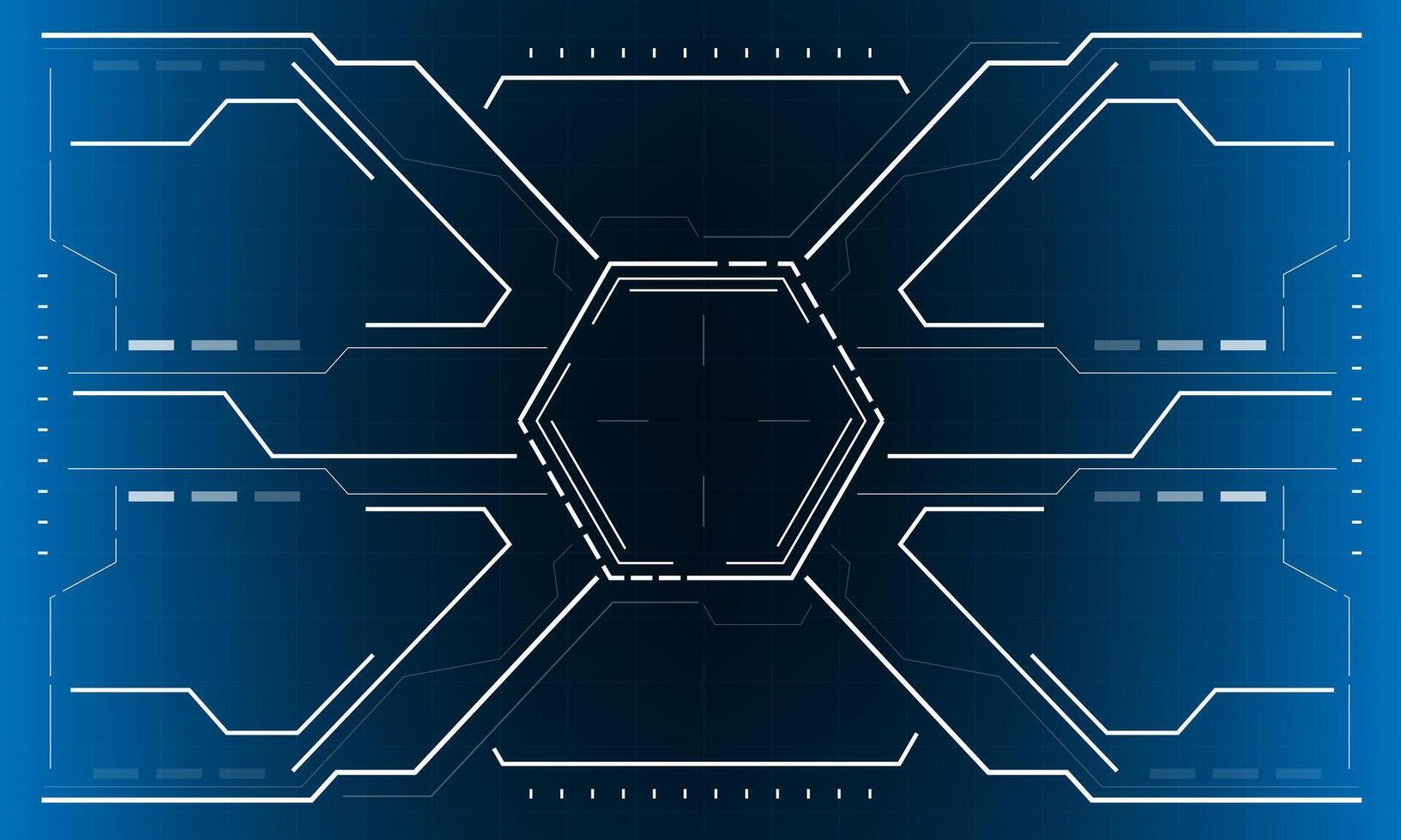 hud Sci-Fi Schnittstelle Bildschirm Aussicht Weiß Hexagon geometrisch Design virtuell Wirklichkeit futuristisch Technologie kreativ Anzeige auf Blau Vektor