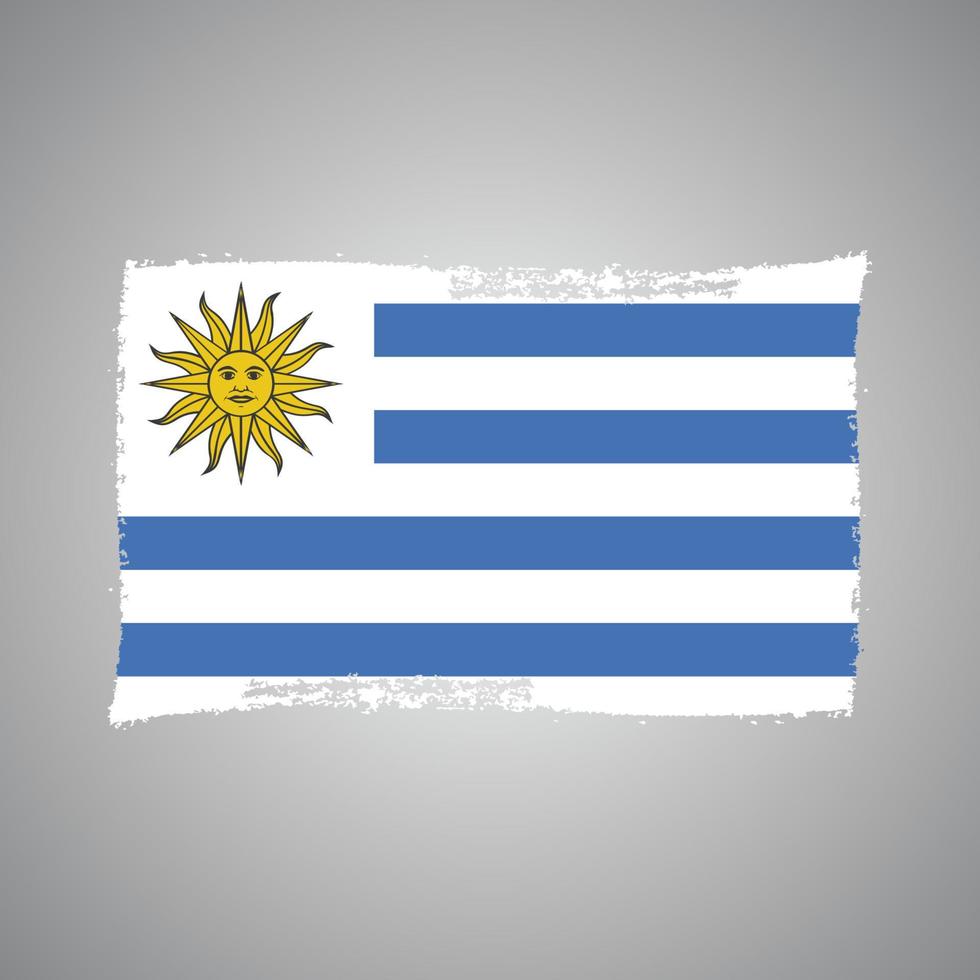 uruguay-flagge mit aquarell gemaltem pinsel vektor