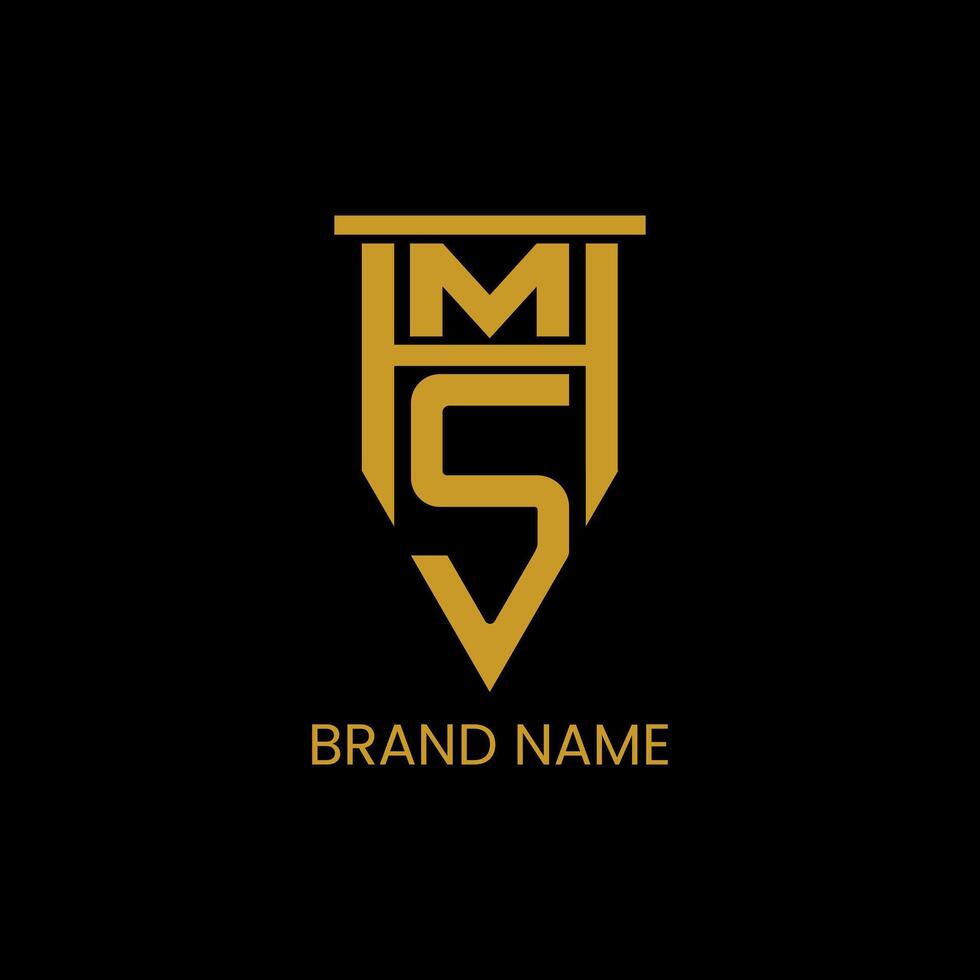 hm Brief Initiale Logo Gold auf schwarz vektor
