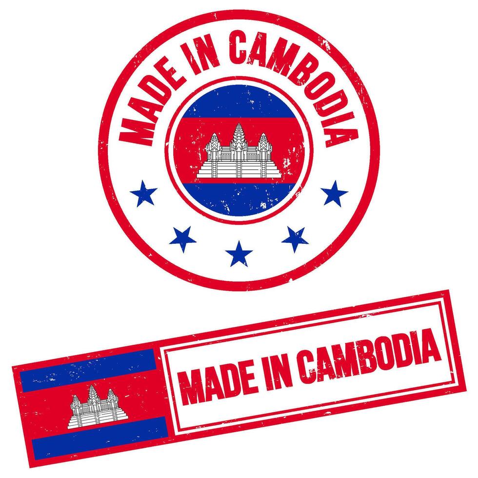 gemacht im Kambodscha Briefmarke Zeichen Grunge Stil vektor