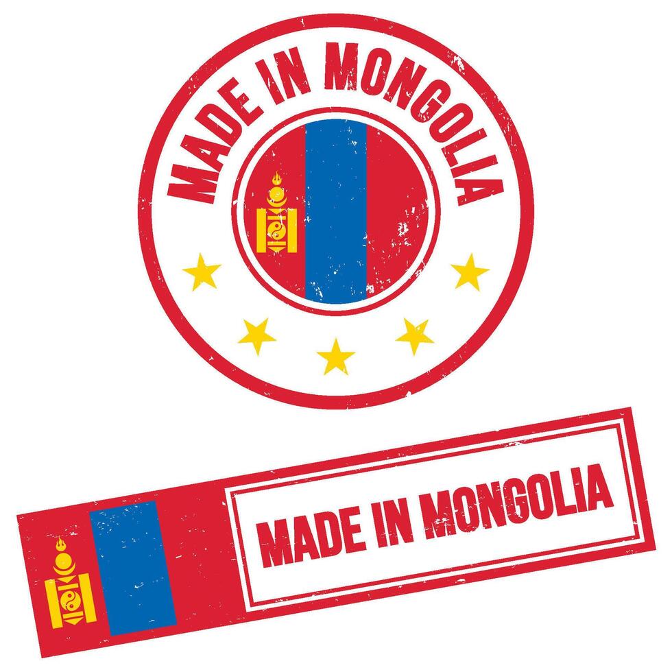 gemacht im Mongolei Briefmarke Zeichen Grunge Stil vektor