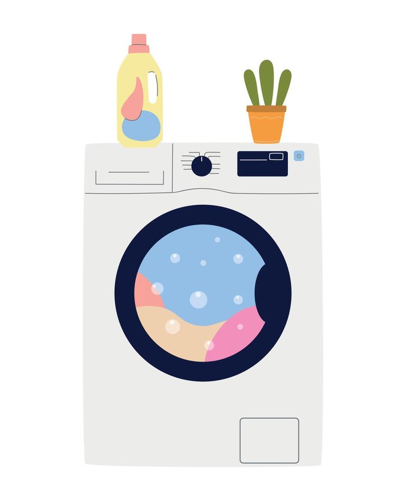 modern Waschen Maschine isoliert auf Weiß Hintergrund, Waschen Gel, Waschen Kleidung, Waschen Maschine Vektor Clip Art