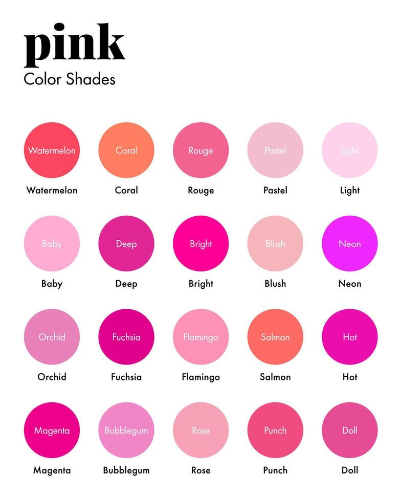 rosa Färg nyanser färgrutor palett med namn vektor