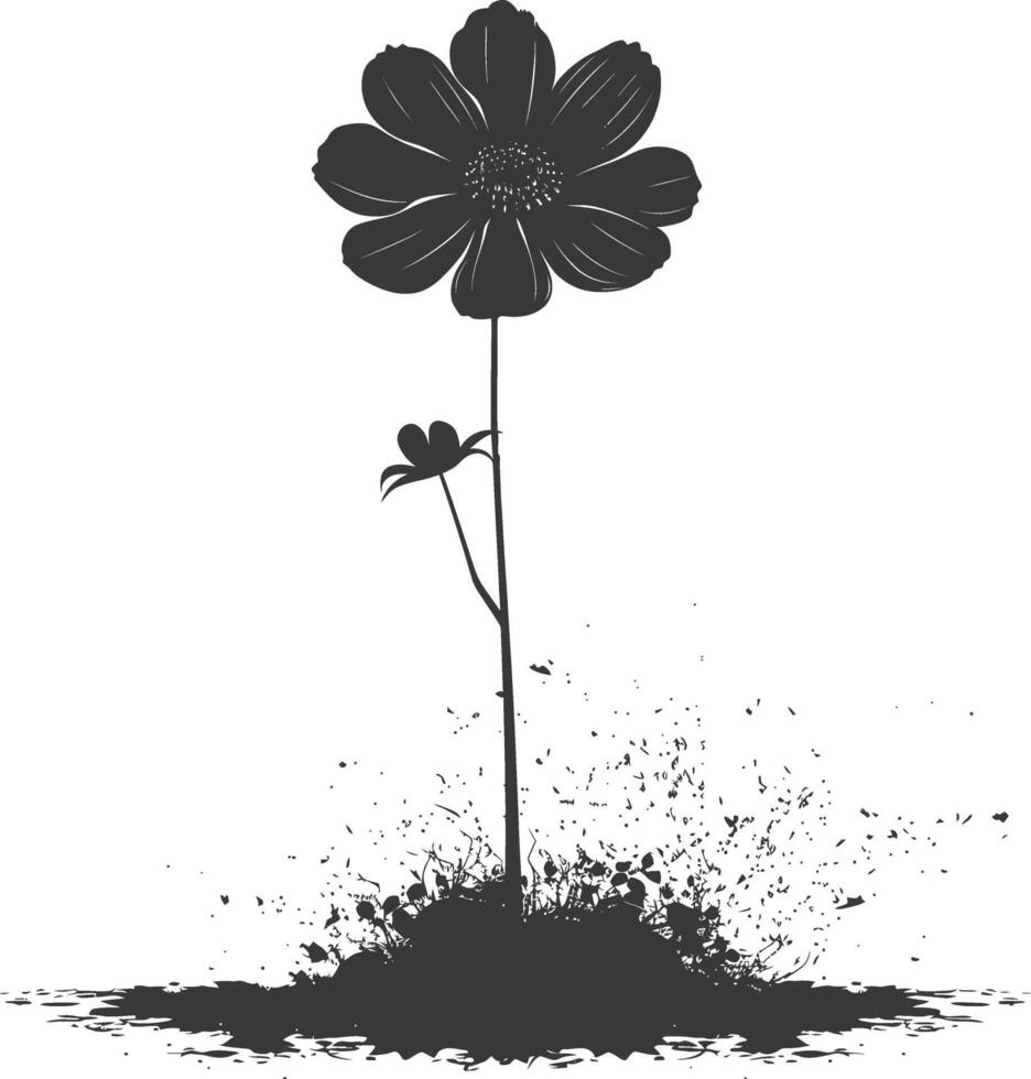 ai generiert Silhouette Kosmos Blume im das Boden schwarz Farbe nur vektor