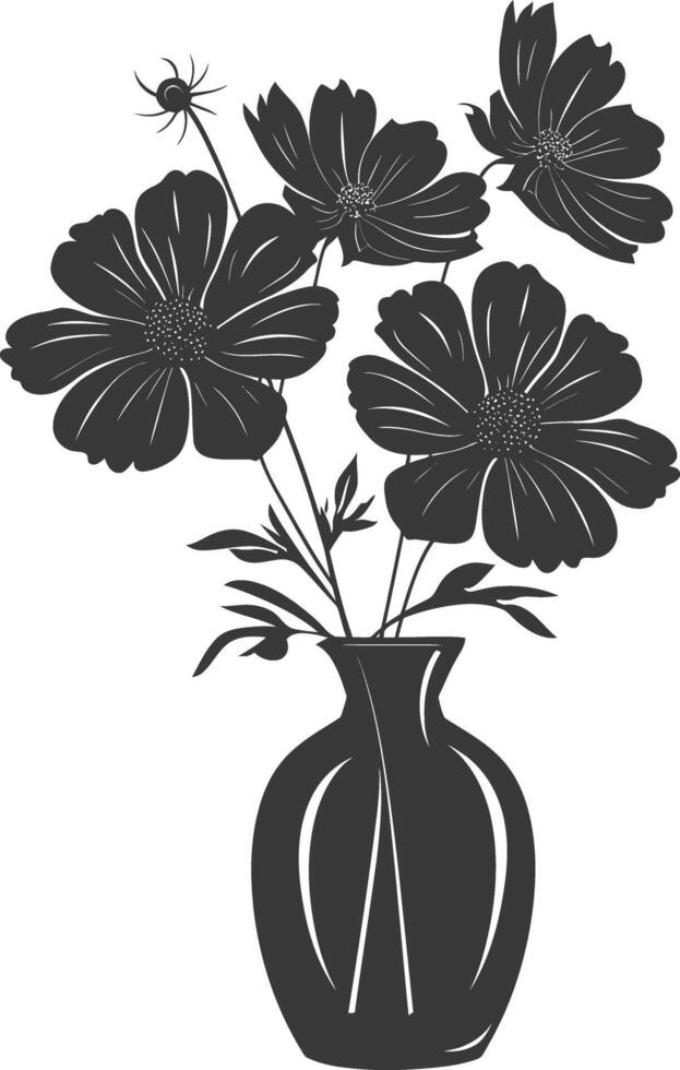 ai generiert Silhouette Kosmos Blume im das Vase schwarz Farbe nur vektor