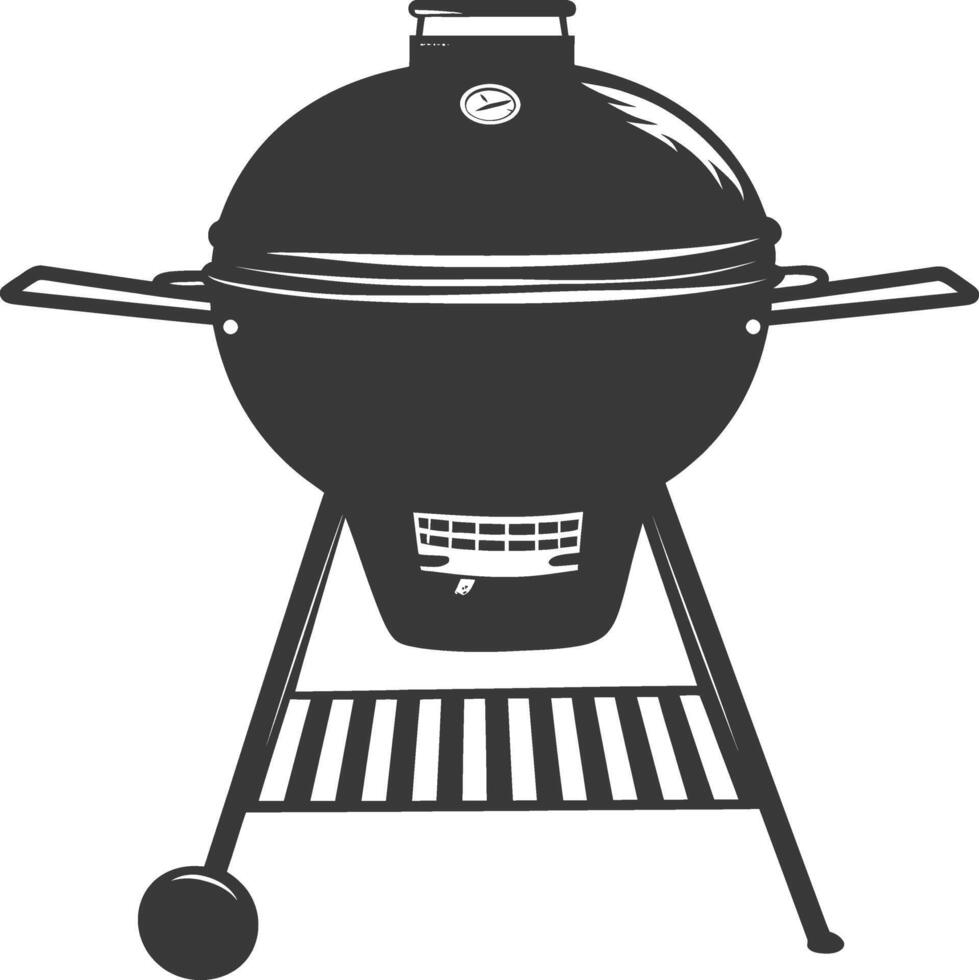 ai generiert Silhouette ein Grill Grill Versatz Raucher oben Nieder schwarz Farbe nur vektor