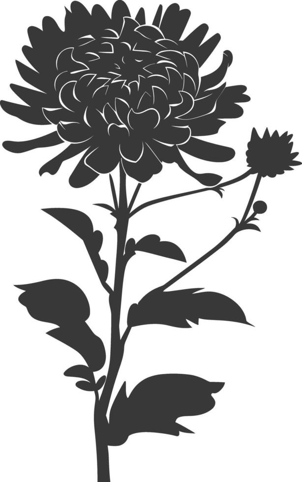 ai genererad silhuett aster blomma svart Färg endast vektor