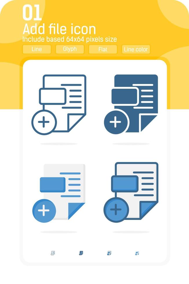 lägg till filpremiunikon med flera stilar isolerad på vit bakgrund. vektorillustrationsfil, dokumentikon för webbdesign, ui, ux, mobilapplikationer och mobilappar. redigerbar storlek. eps-fil vektor