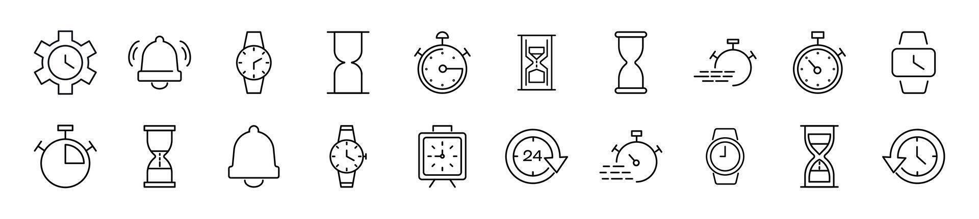 packa av linjär symboler av klocka. redigerbar stroke. linjär symbol för webb webbplatser, tidningar, artiklar bok vektor