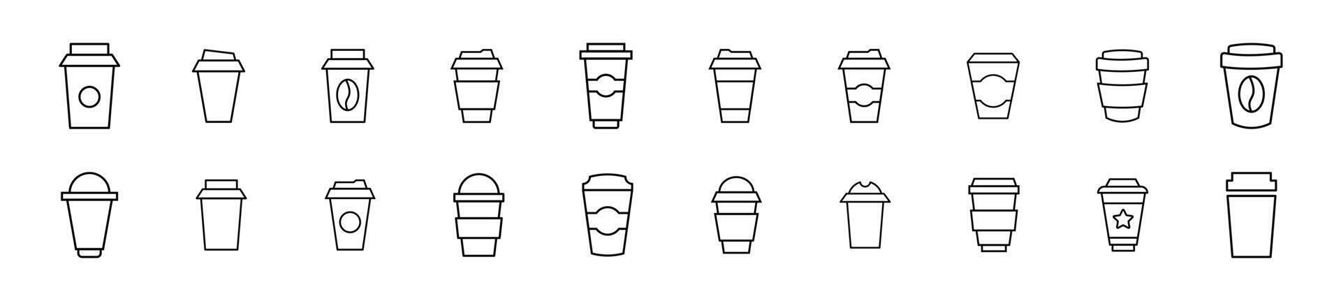 Kaffee Vektor Bilder gezeichnet mit dünn Linie. editierbar Schlaganfall. einfach linear Illustration zum Netz Websites, Zeitungen, Artikel Buch