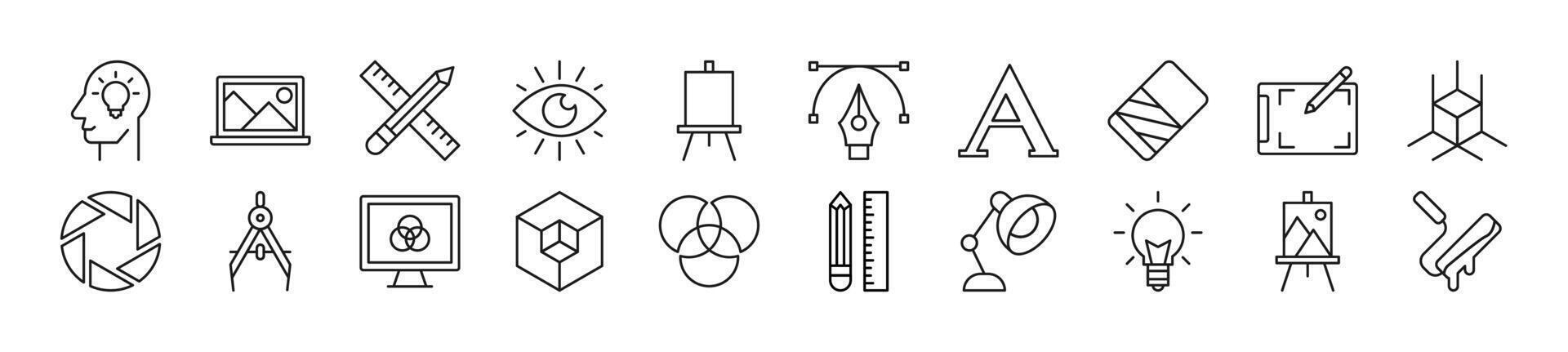 samling av tunn tecken av designer. redigerbar stroke. enkel linjär illustration för butiker, butiker, banderoller, design vektor