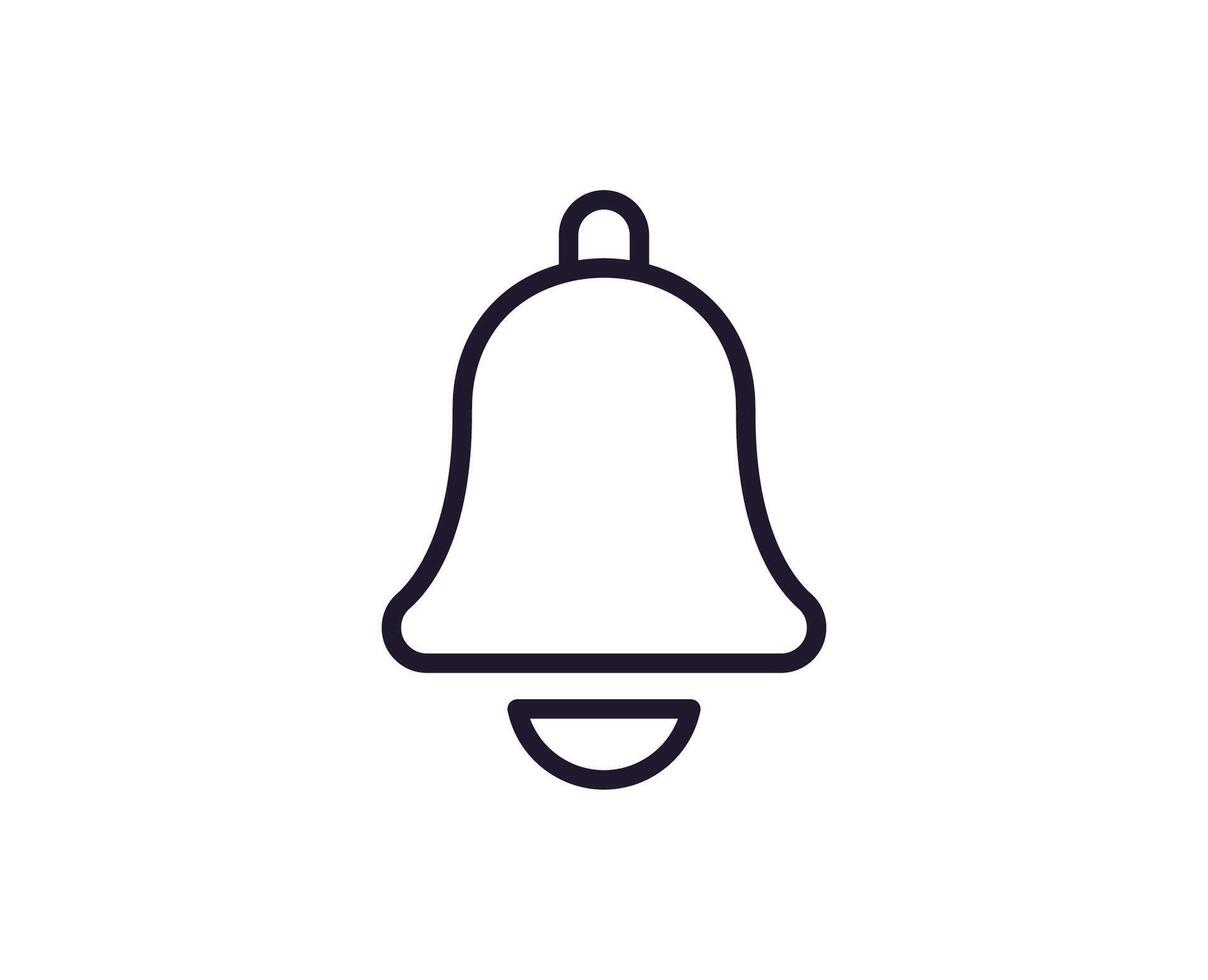 Single Linie Symbol von Glocke auf isoliert Weiß Hintergrund. hoch Qualität editierbar Schlaganfall zum Handy, Mobiltelefon Apps, Netz Design, Webseiten, online Geschäfte usw. vektor