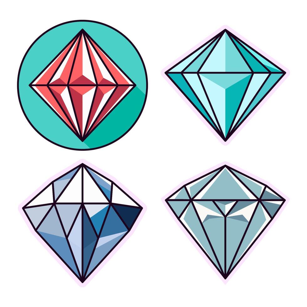diamant levande platt illustrationer samling. perfekt för annorlunda kort, textil, webb webbplatser, appar vektor