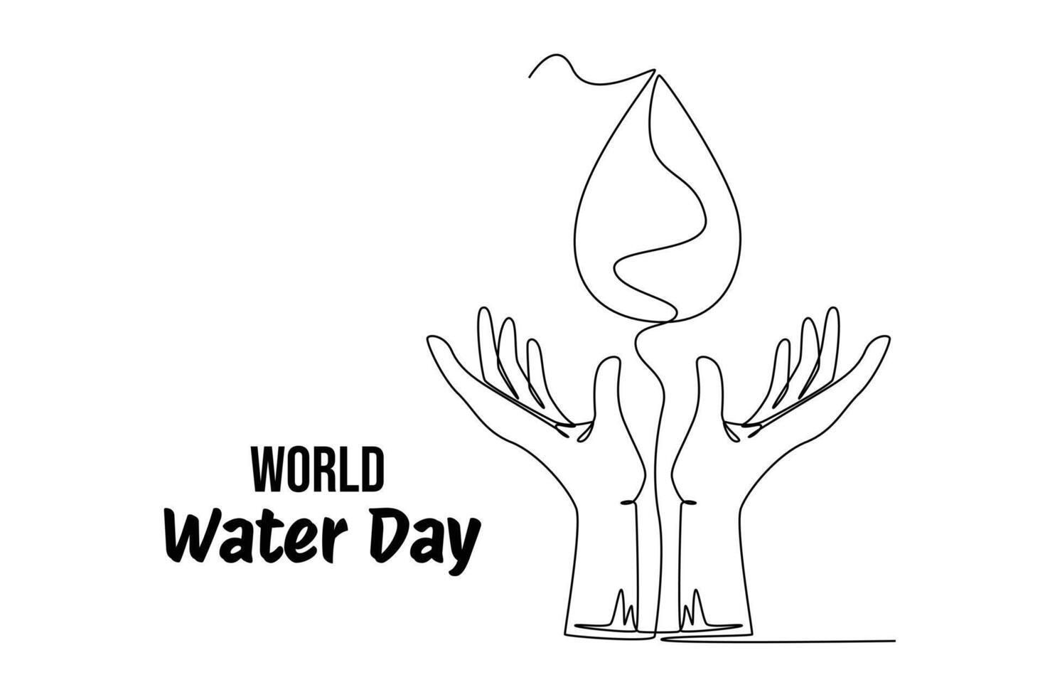 einer kontinuierlich Linie Zeichnung von Welt Wasser Tag Konzept. Gekritzel Vektor Illustration im einfach linear Stil.