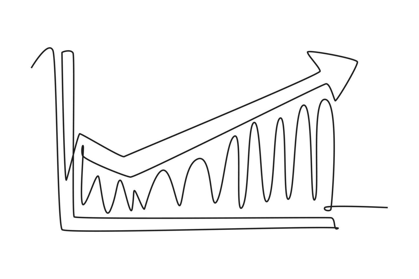 kontinuerlig ett linje teckning diagram, diagram, system, grafer begrepp för företag presentation. klotter vektor illustration.