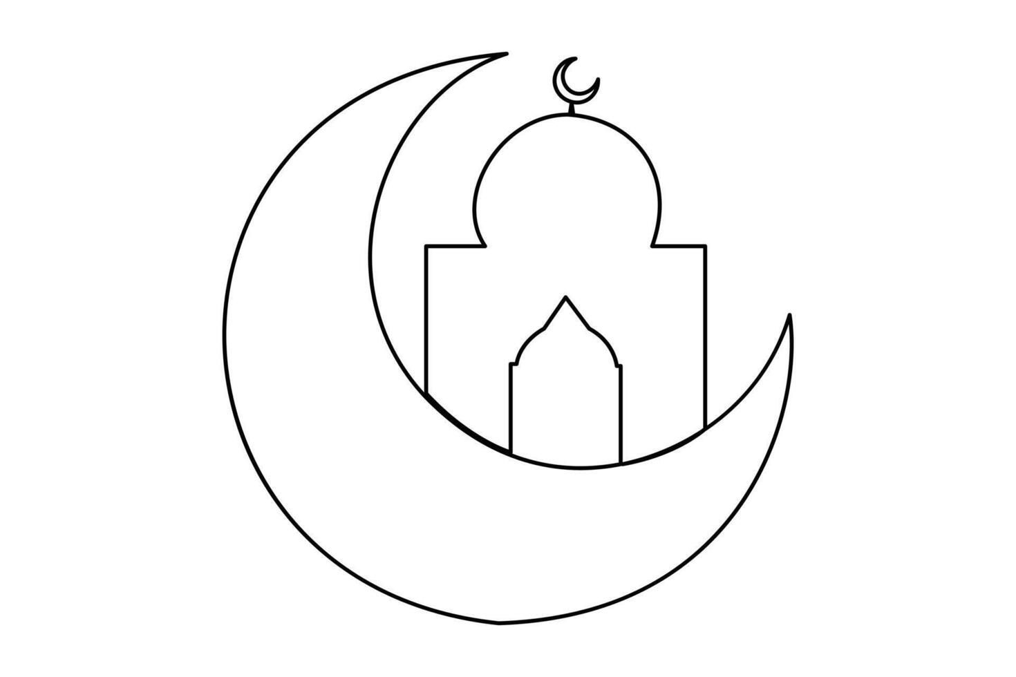 kontinuierlich einer Linie Ramadan Symbol. Moschee, eid Mubarak, eid fitr Vektor Linie Konzept Gliederung Vektor Kunst Illustration
