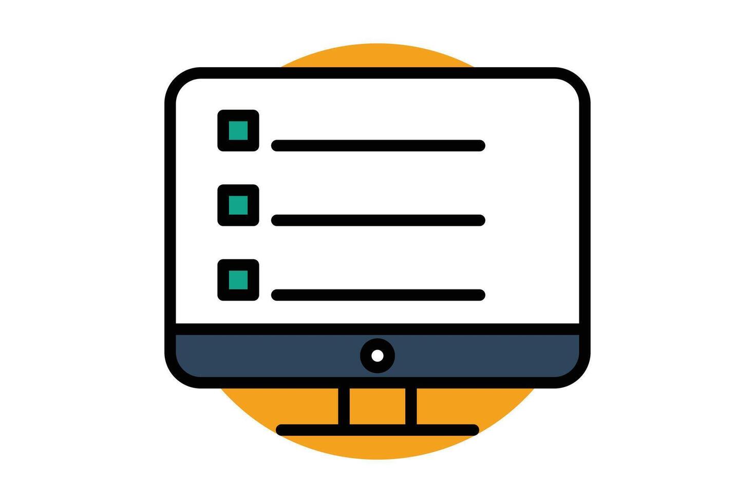 Monitor Symbol. Monitor mit planen. Symbol verbunden zu Aktion planen, Geschäft. eben Linie Symbol Stil. Geschäft Element Illustration vektor