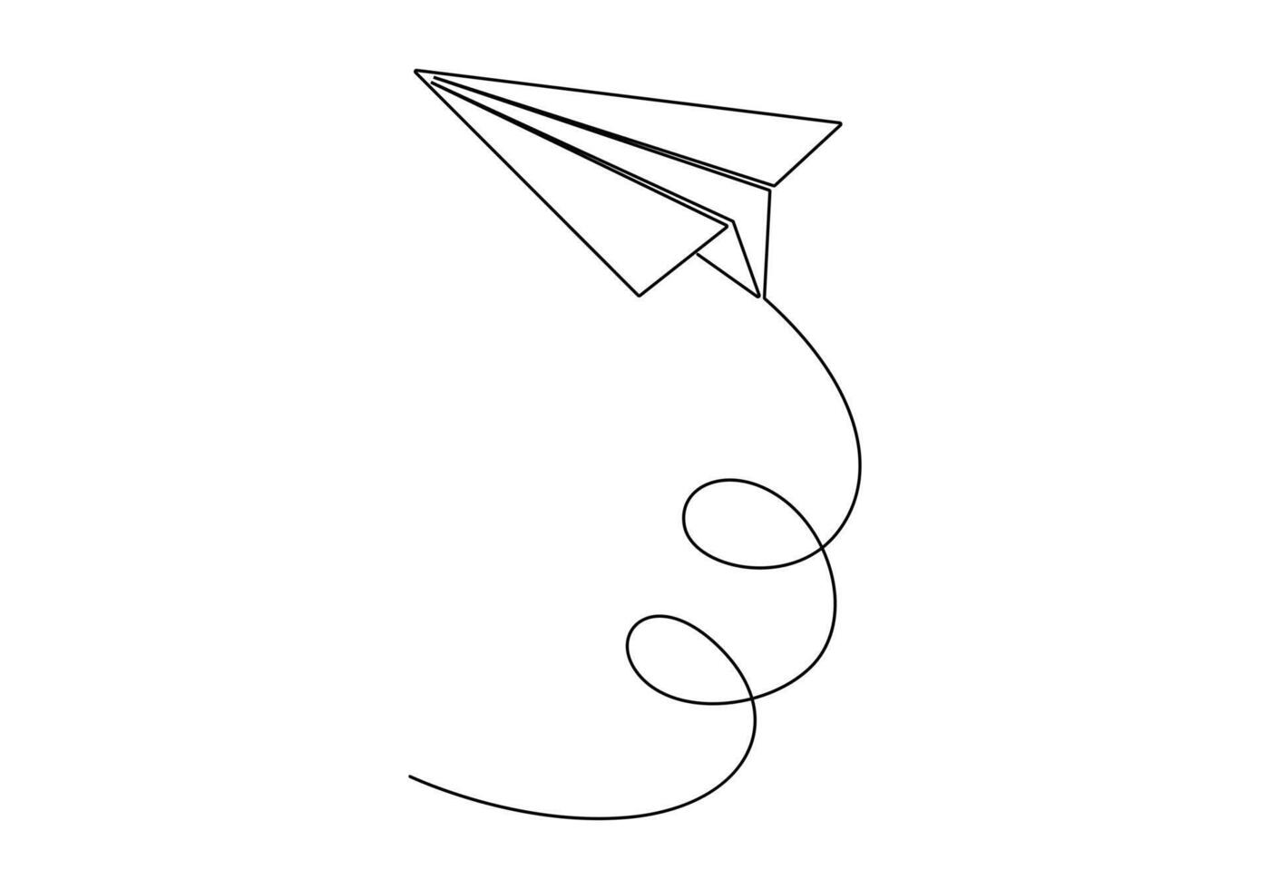 kontinuerlig ett linje teckning av papper flygplan isolerat på vit bakgrund vektor illustration