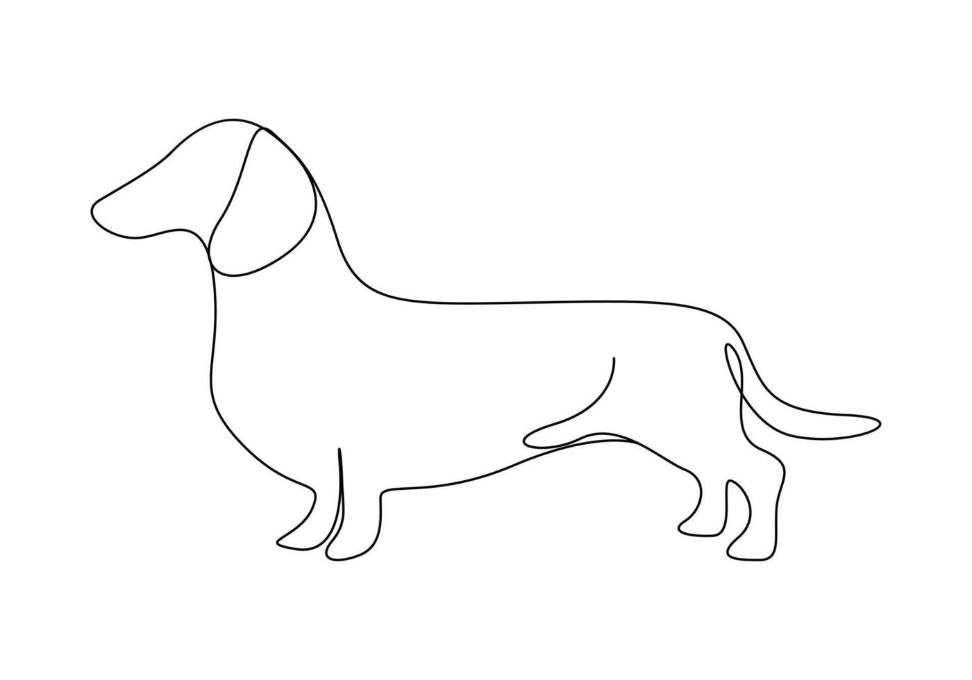 kontinuerlig ett linje teckning av söt tax hund vektor illustration