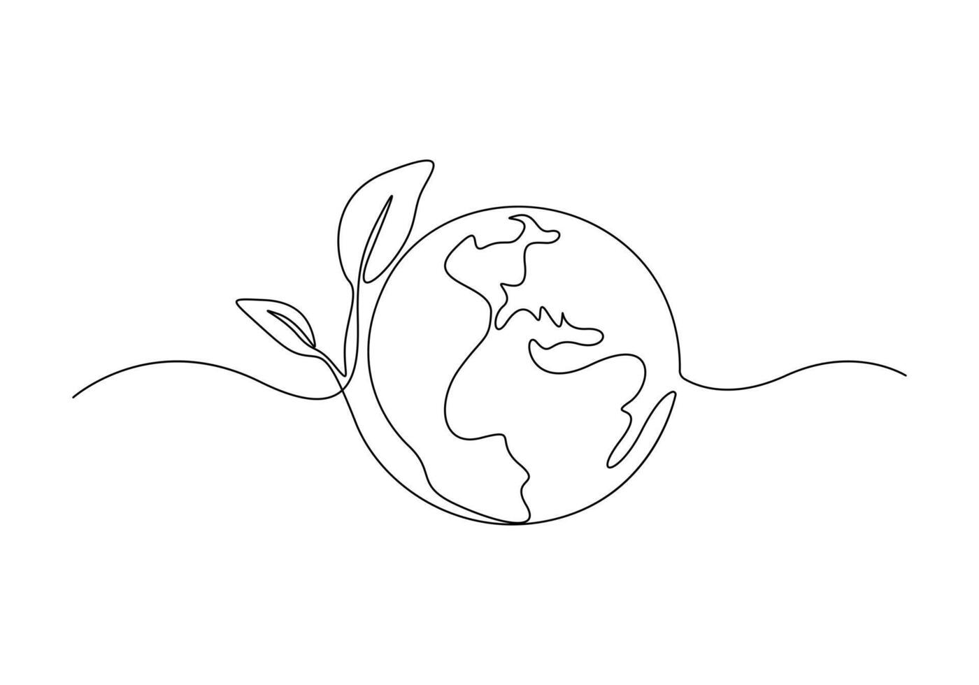 kontinuierlich einer Linie Zeichnung von ein Welt Karte Vektor Illustration