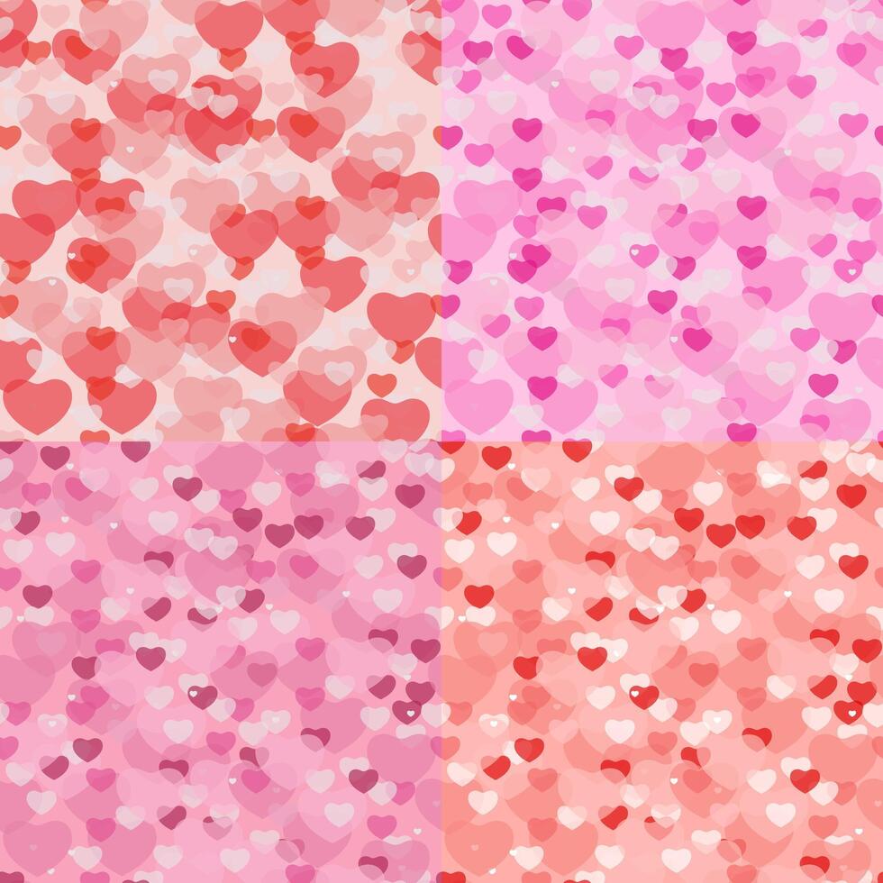 4 anders nahtlos Muster mit romantisch Herz vektor