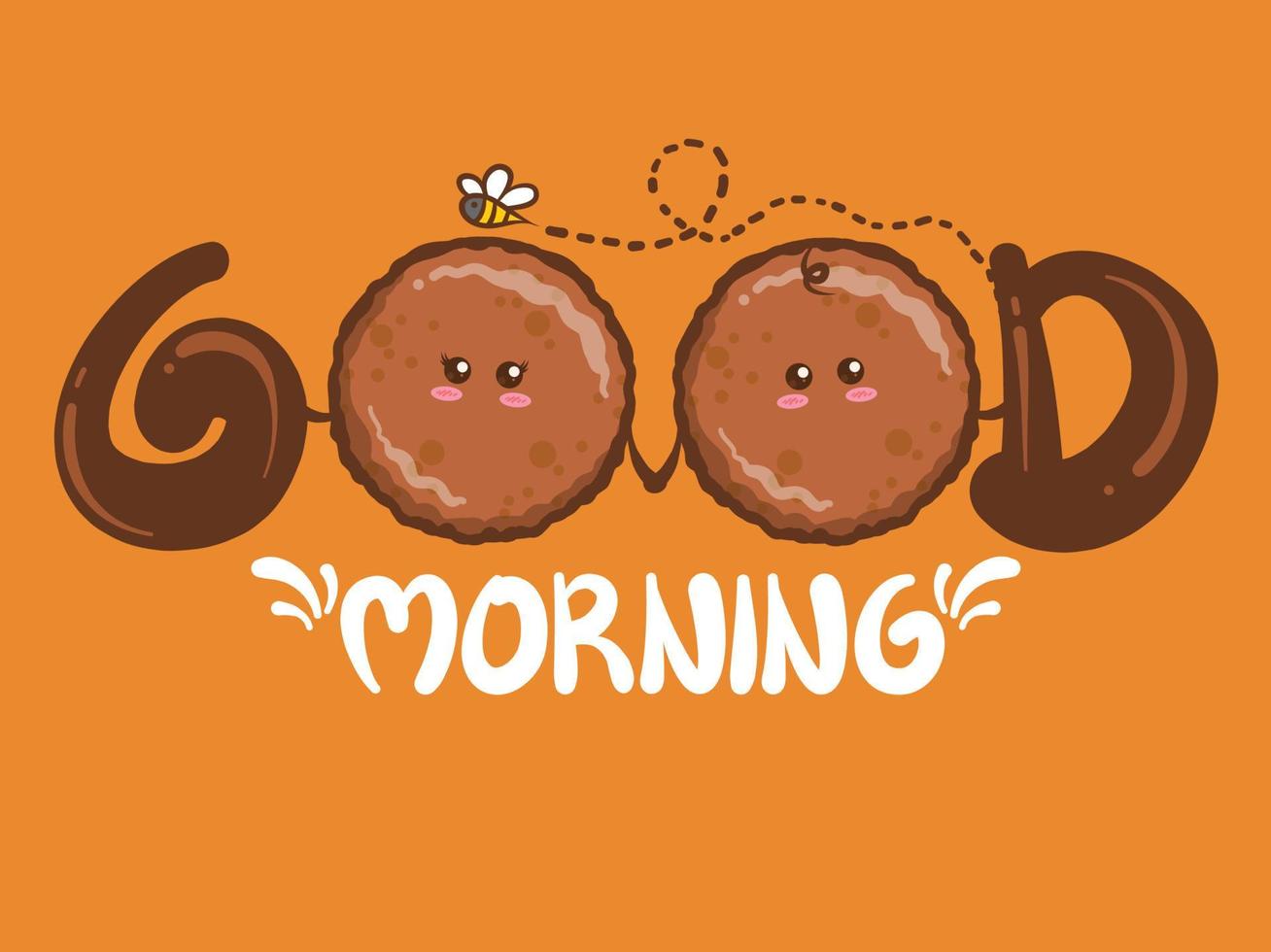 Süßes Paar gegrillter Schinken guten Morgen Konzept. Zeichentrickfigur und Illustration vektor