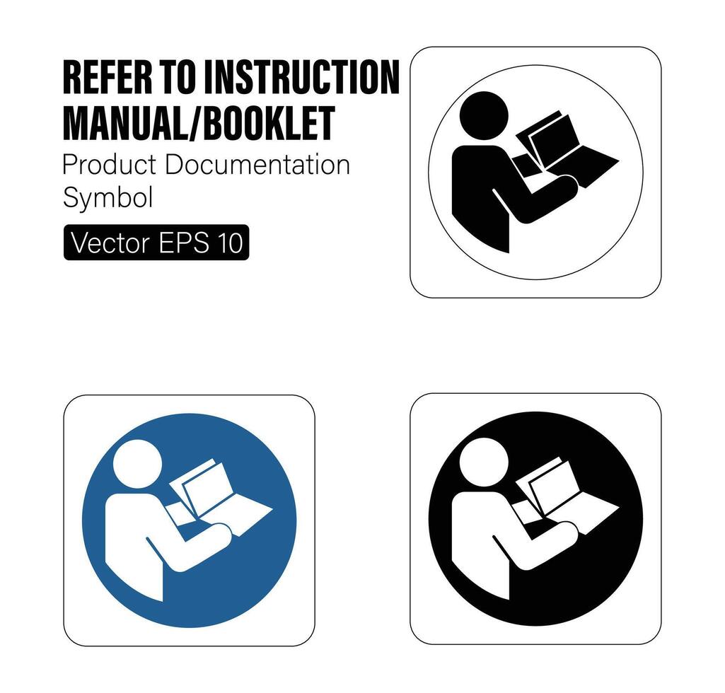 hänvisa till instruktion manuell produkt dokumentation symbol vektor