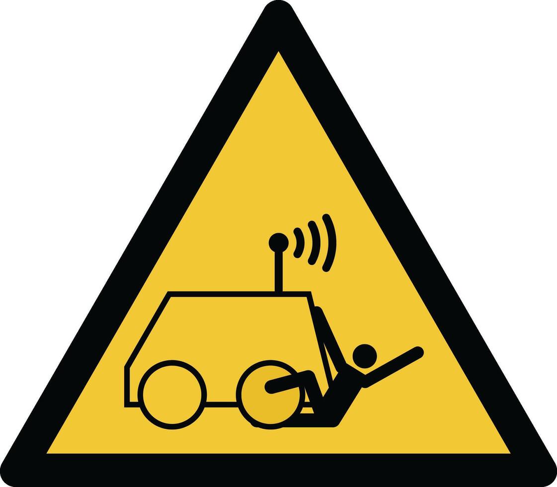 Verletzung von automatisiert oder Ferngesteuert Fahrzeuge iso Warnung Symbol vektor