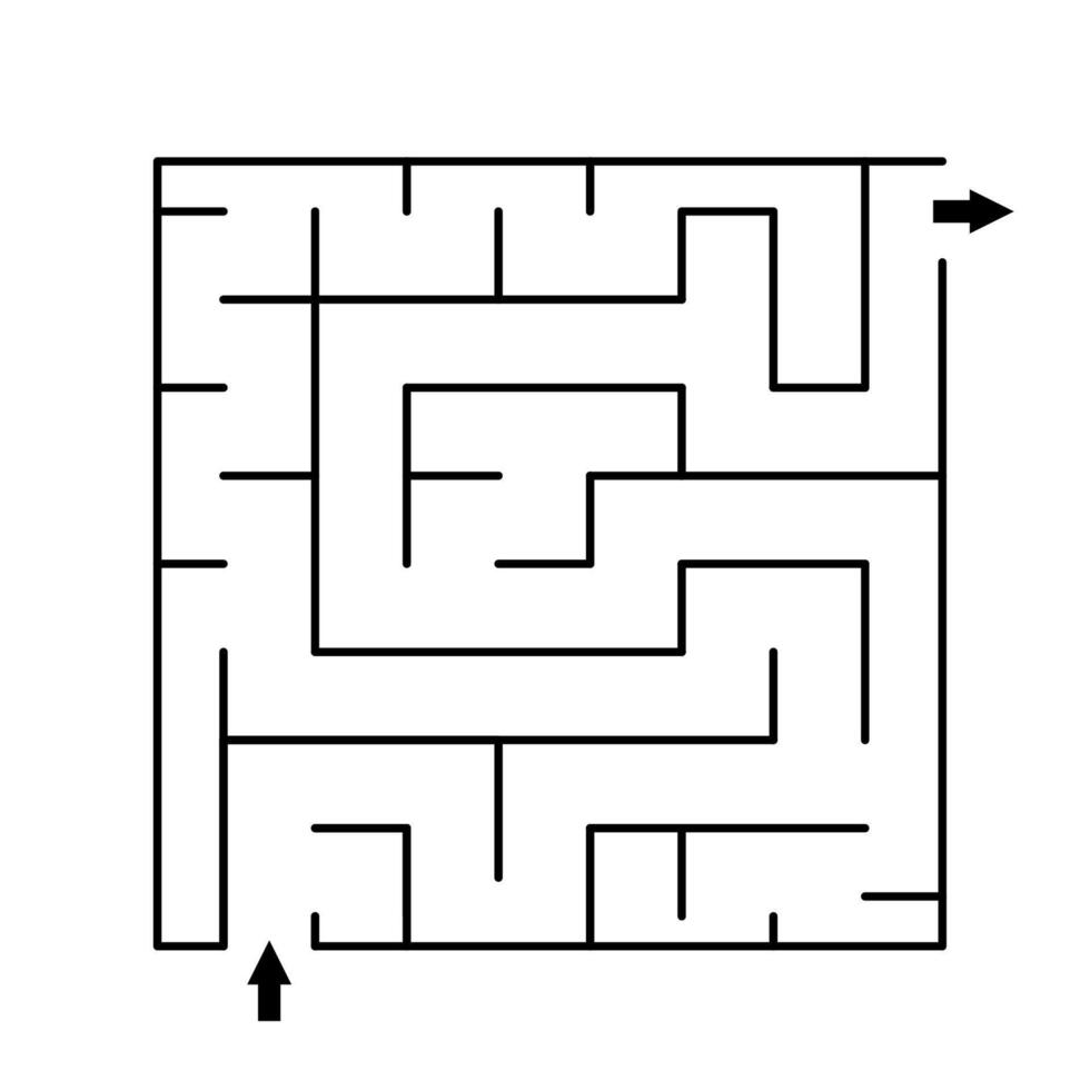 Vektor Matze Vorlage. leer schwarz und Weiß Platz geformt geometrisch Labyrinth isoliert auf Weiß Hintergrund. Vorschule druckbar lehrreich Aktivität oder Spiel Stichprobe