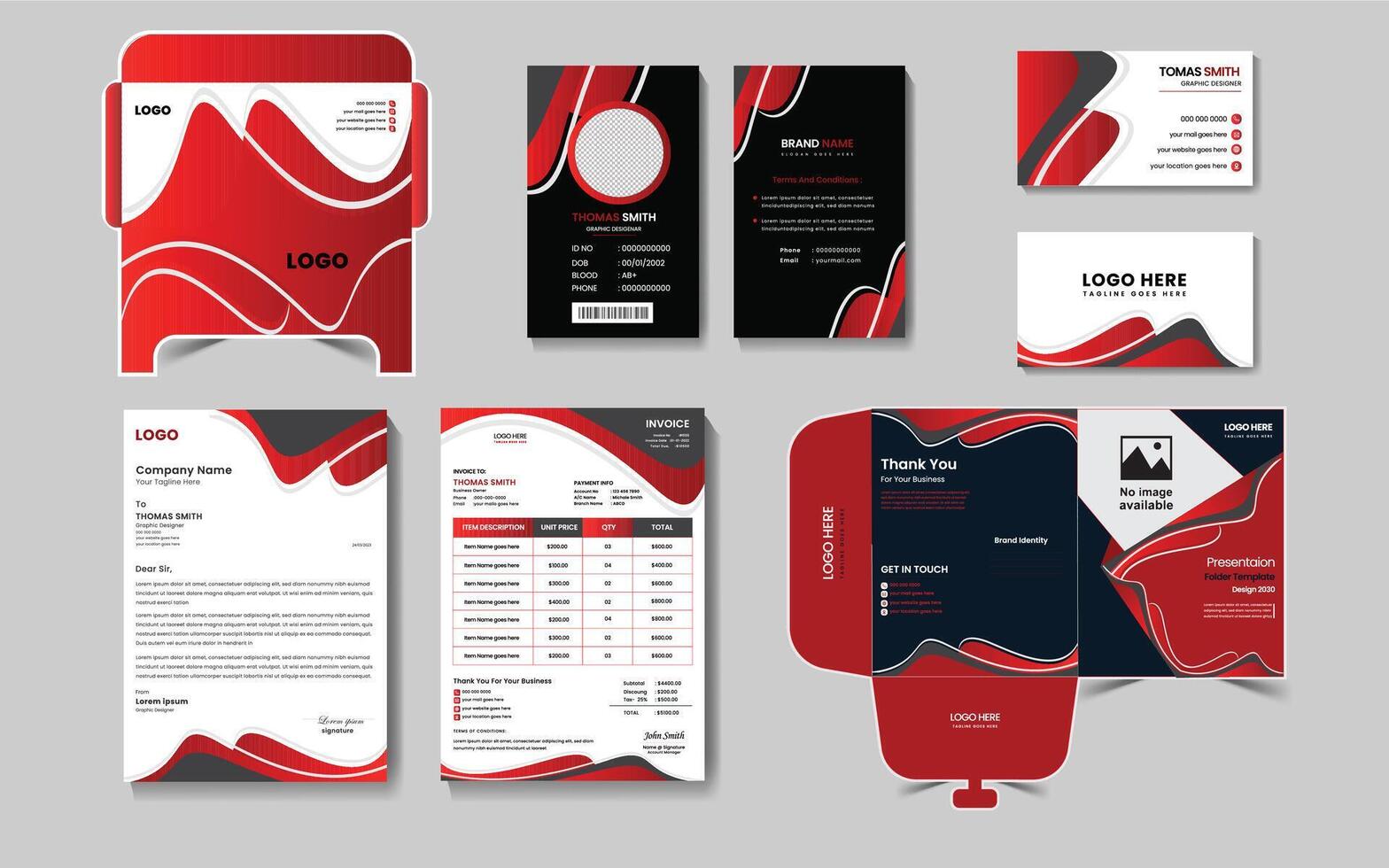 företags- identitet modern företag kontor brevpapper uppsättning design med illustrationer vektor