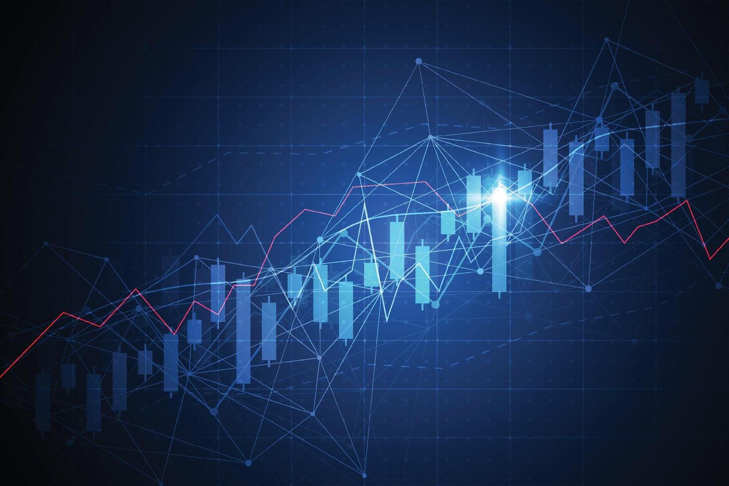 Business Candle Stick Graph Diagramm des Börseninvestitionshandels auf weißem Hintergrunddesign. bullischer Punkt, Trend der Grafik. Vektorillustration vektor