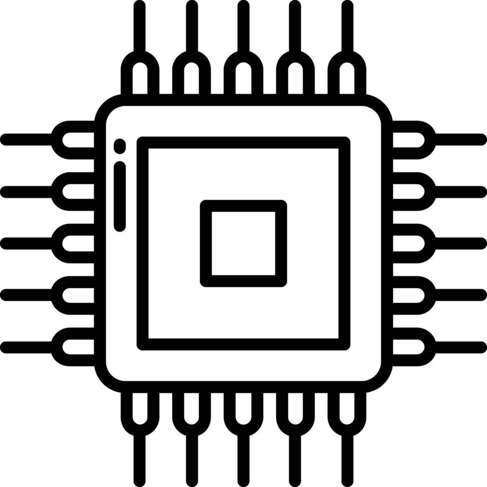Mikroprozessor Chip Gliederung Vektor Illustration