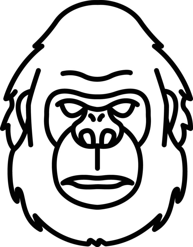 Gorilla Gesicht Gliederung Vektor Illustration